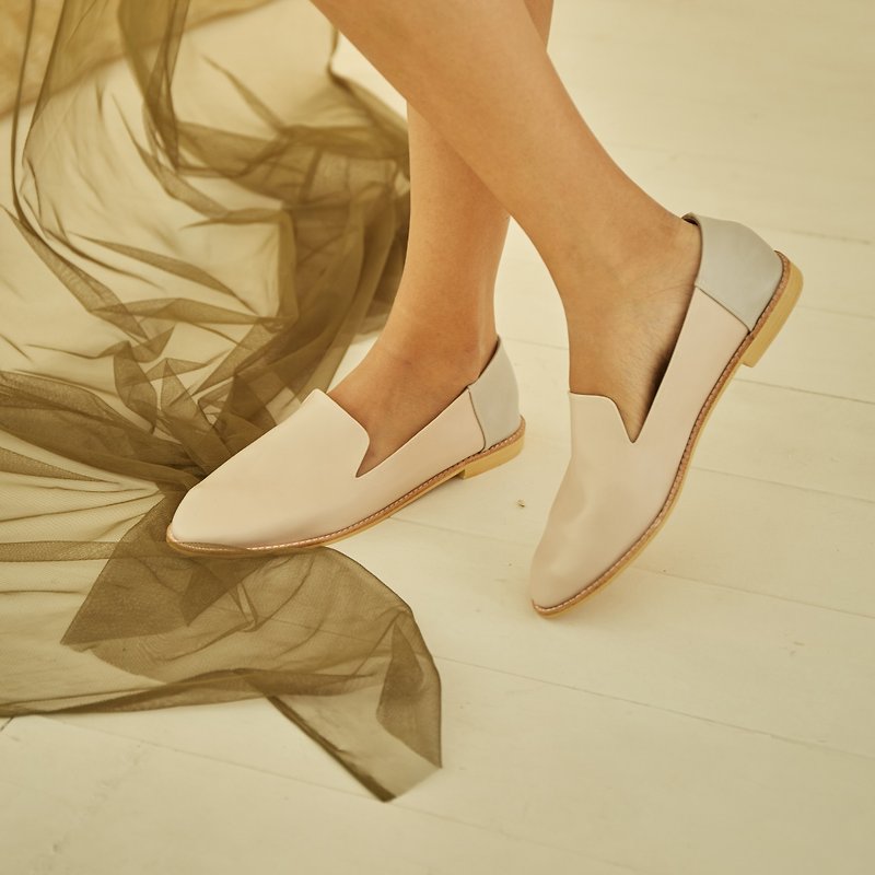 Mood Loafers - Cream Grey - รองเท้าลำลองผู้หญิง - หนังแท้ สีเทา