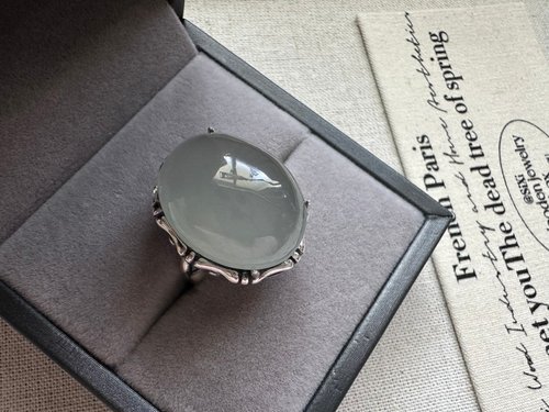 Calmar手創研究室 灰藍兔毛水晶 s 925 銀戒