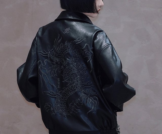 新しい季節 ドラゴン刺繍レザージャケット｜チャイナ｜ヴィンテージ風 ジャケット・アウター