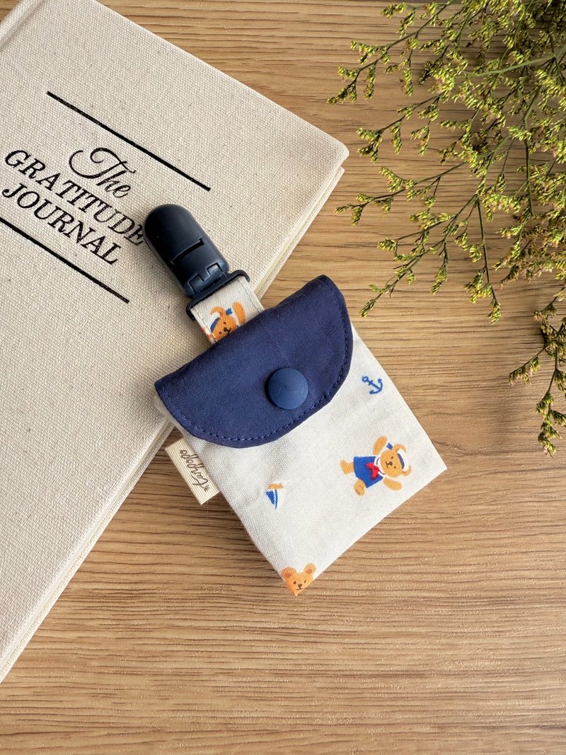 Tanpopo Handmade Baby Goods | Nautical Bear Charm Pouch - ซองรับขวัญ - ผ้าฝ้าย/ผ้าลินิน สีเทา