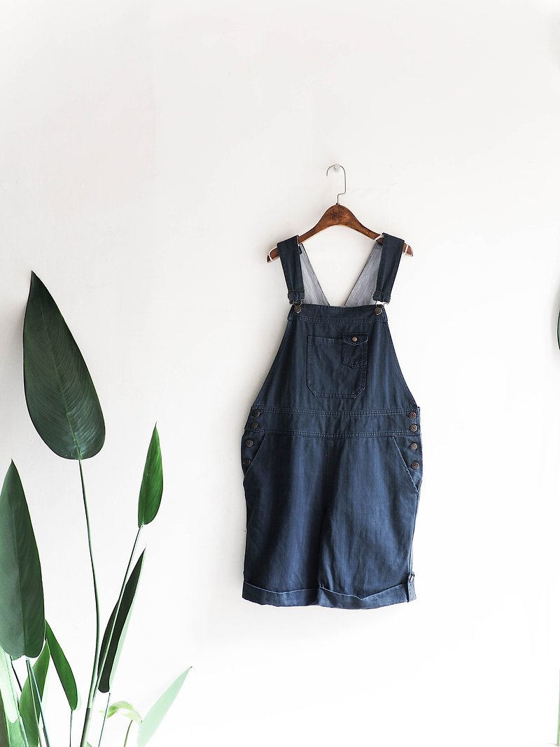 River Water Mountain - Shimane Black and Blue Youth Love Log Antiques One-piece Tannin Sling Trousers Neutral - Overalls & Jumpsuits - Cotton & Hemp Blue