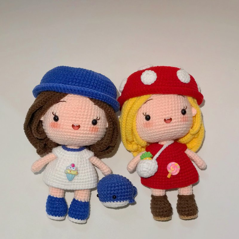 Handmade knitted doll - Stuffed Dolls & Figurines - Polyester Red