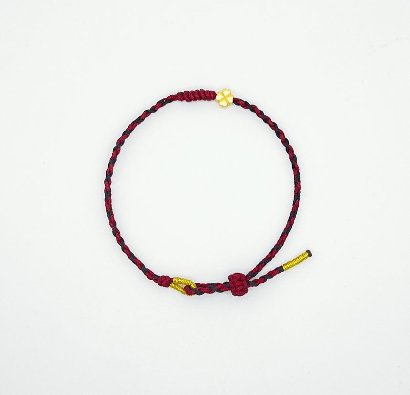 Clover red and black color bracelet - Bracelets - Sterling Silver Red