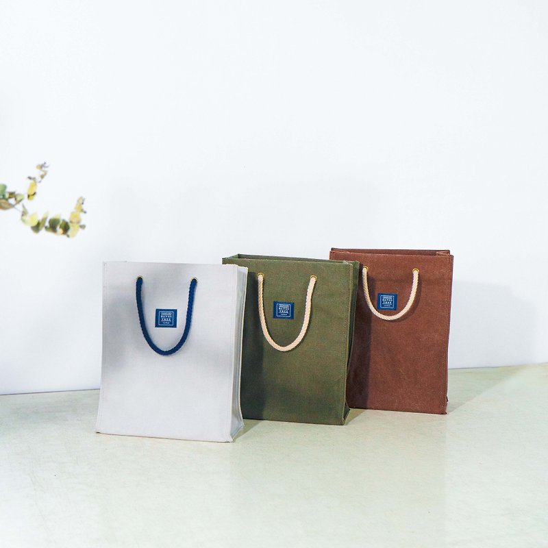 [Small NG 30% off] Canvas bag that looks like a paper bag_Light Gray (S) - กระเป๋าถือ - ผ้าฝ้าย/ผ้าลินิน สีเทา