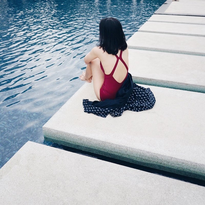 swimwear - collection "donut" / red garnet / size m - 女泳衣/比基尼 - 其他材質 