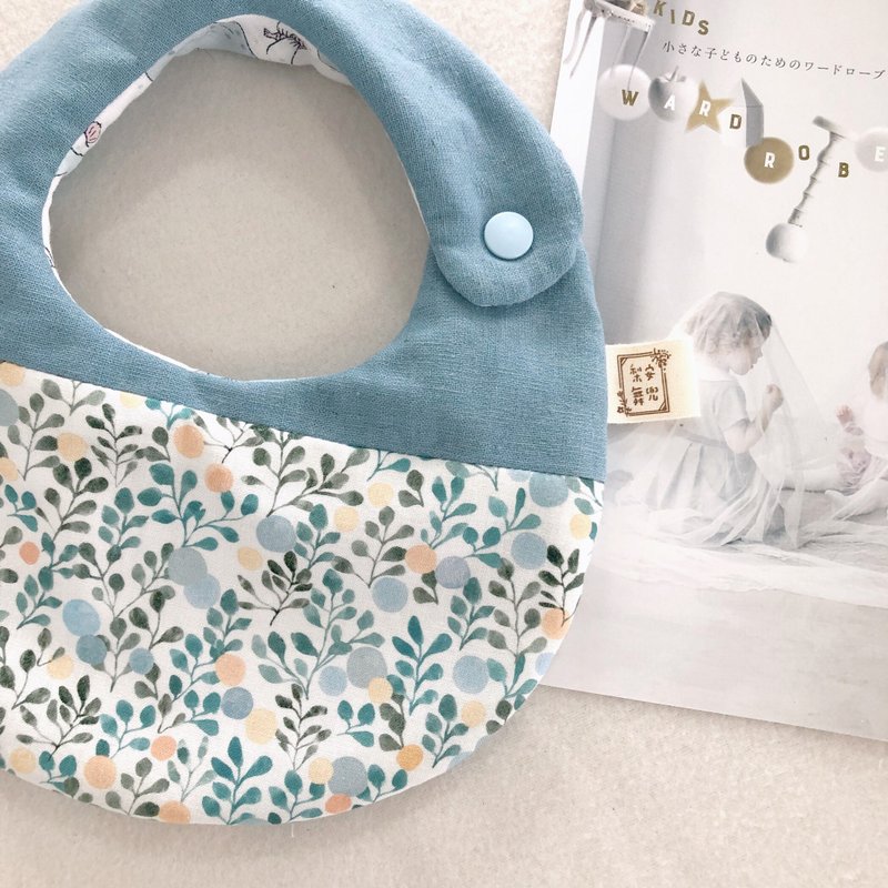 Sea blue grass handmade six-layer yarn bib saliva towel - ผ้ากันเปื้อน - ผ้าฝ้าย/ผ้าลินิน 