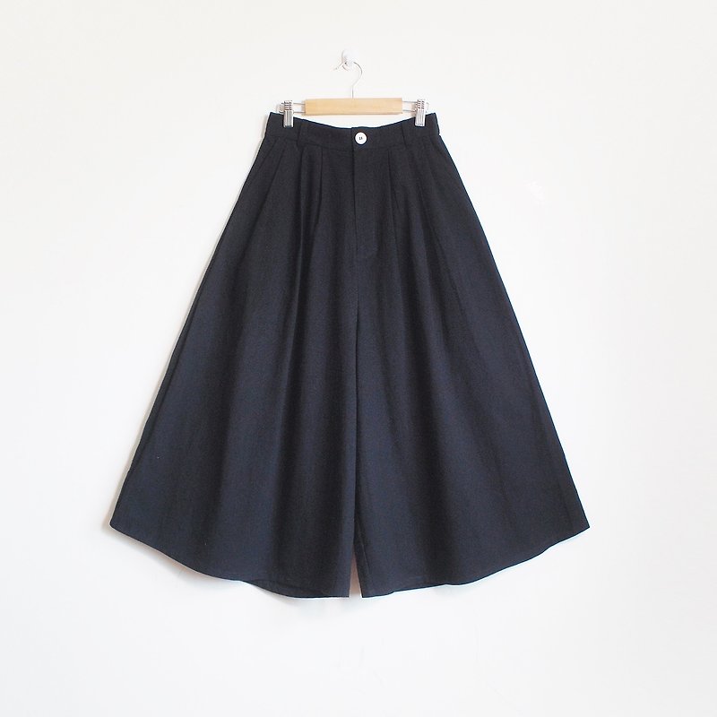 cotton wide pants : black - กางเกงขายาว - ผ้าฝ้าย/ผ้าลินิน สีดำ