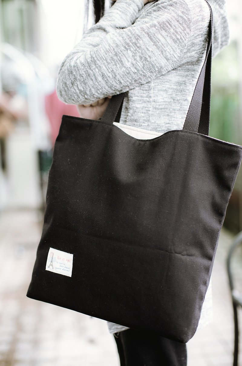 Absolute value--natural shoulder bag mysterious black (strongest inner bag design) - กระเป๋าแมสเซนเจอร์ - ผ้าฝ้าย/ผ้าลินิน สีดำ