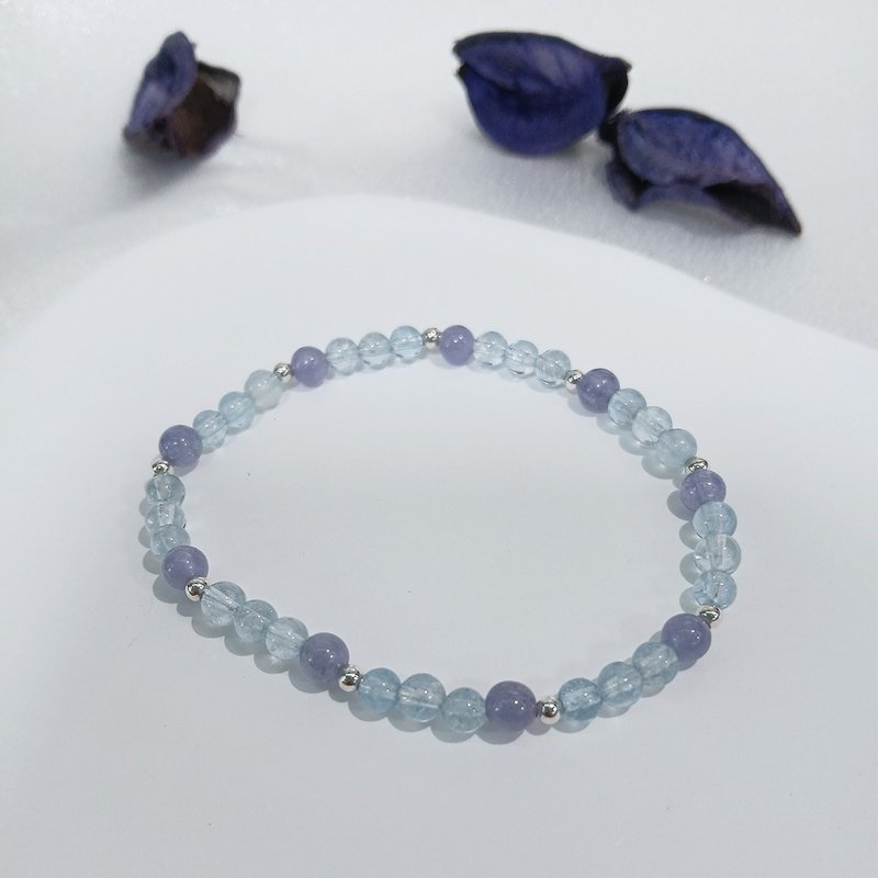 Stone x Star Aquamarine x 925 sterling silver accessories bracelet - Bracelets - Crystal Blue