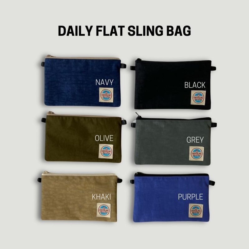 Daily Flat Sling Bag / Pouch / Wallet / 6 colors / Underlinebags - กระเป๋าแมสเซนเจอร์ - วัสดุอื่นๆ สีดำ