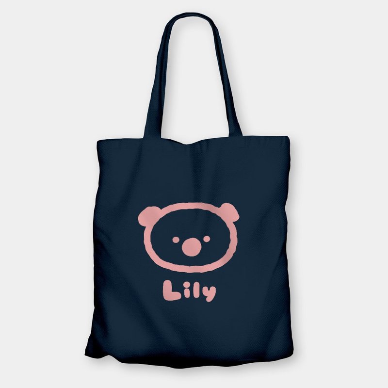 熊頭 客製化英文名 環保購物袋 側背包 tote 帆布袋 PU006 - 側背包/斜背包 - 棉．麻 白色