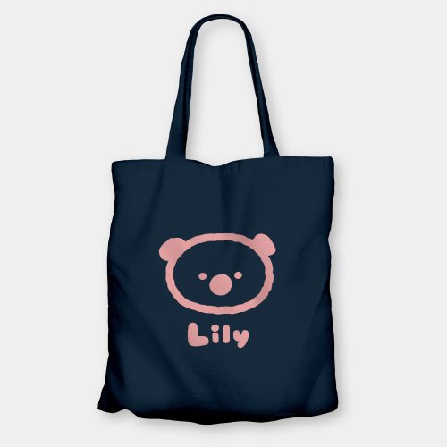 PIXO.STYLE 熊頭 客製化英文名 環保購物袋 側揹包 tote 帆布袋 PU006