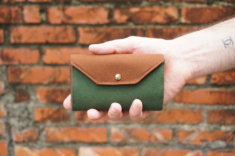 Money Clip - Brown- slim wallet/travel - กระเป๋าสตางค์ - ผ้าฝ้าย/ผ้าลินิน สีเขียว