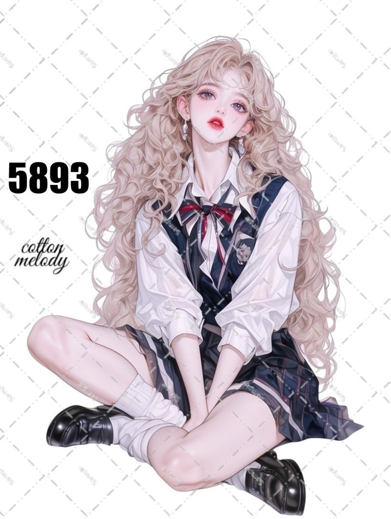 original sticker no.5893 人物ステッカー オリジナルステッカー 人物ステッカー 女の子ステッカー オリジナル人物ステッカー - 貼紙 - 紙 