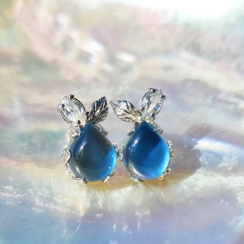 Be'shine Jewelry Official Earrings Aurora of T'Sea - Brazilian London Blue Topaz with Pearl Shell