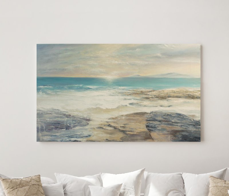 Oil Painting Sea | Seascape | Blue Seascape | Painting Coast | Seashore - 壁貼/牆壁裝飾 - 棉．麻 藍色