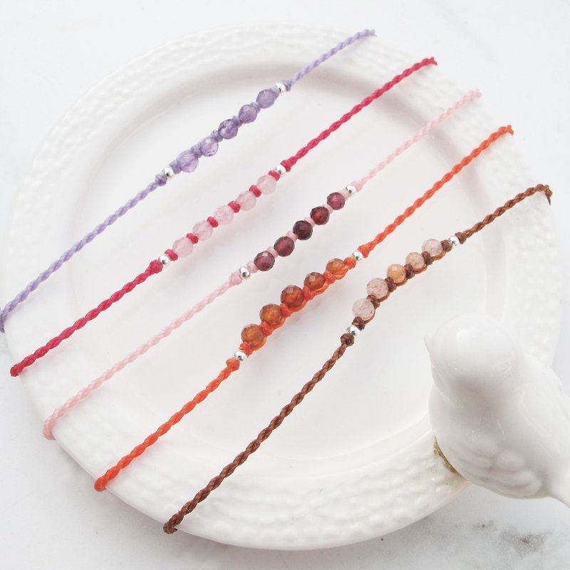 [Crystal Wax Rope Series] Continuous 2 | Amethyst Positive Energy Ultra-Fine Wax Rope Bracelet | - Bracelets - Semi-Precious Stones Multicolor
