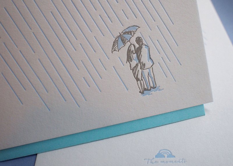 Letterpress Love Card - Rainy Days - Cards & Postcards - Paper Blue