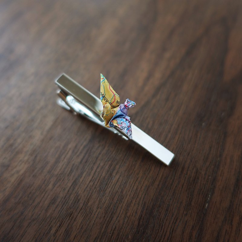 Origami Crane tie clip | For him - เนคไท/ที่หนีบเนคไท - กระดาษ สีน้ำเงิน