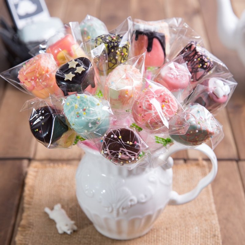 Mr. Black Bear Chocolate Marshmallow Lollipop - เค้กและของหวาน - อาหารสด หลากหลายสี