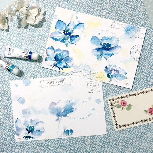 Lilly Bloom 水彩明信片/心意卡【風裡的小藍花】
