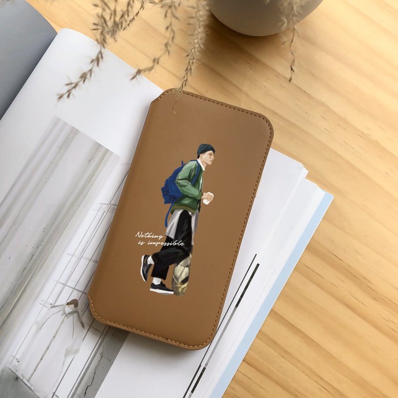 iPhone 11/11max/SE2/12/12mini 美式街頭潮流掀蓋皮革手機殼 - 手機殼/手機套 - 塑膠 咖啡色