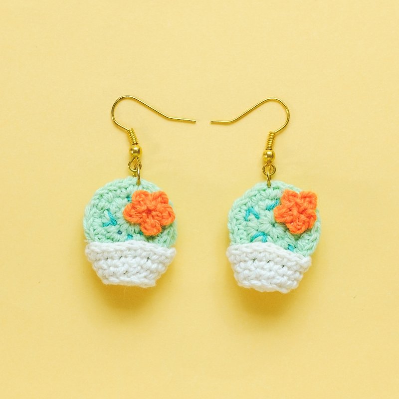 Earrings crochet fruit | The Cactus #003 - ต่างหู - ผ้าฝ้าย/ผ้าลินิน สีเขียว