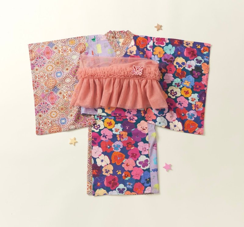 浴衣　Yukata  pansy - 男/女童禮服 - 棉．麻 紫色