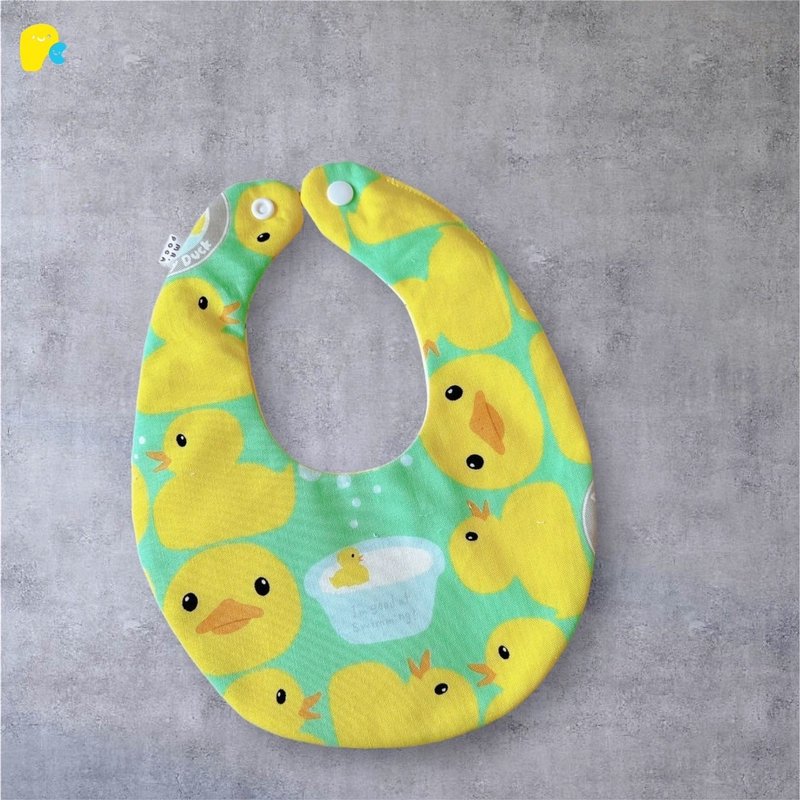 Yellow duck green - saliva towel bib - Bibs - Cotton & Hemp Multicolor