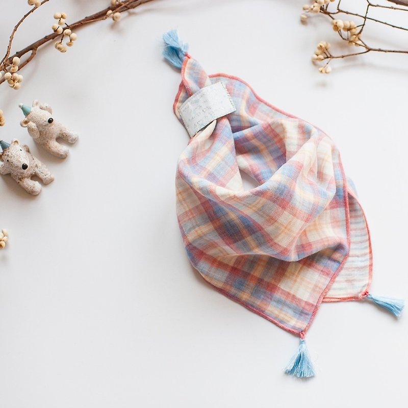 Dorothy's rainbow organic cotton double yarn hand-made saliva towel/neck circumference (parent-child model) - Bibs - Cotton & Hemp Pink