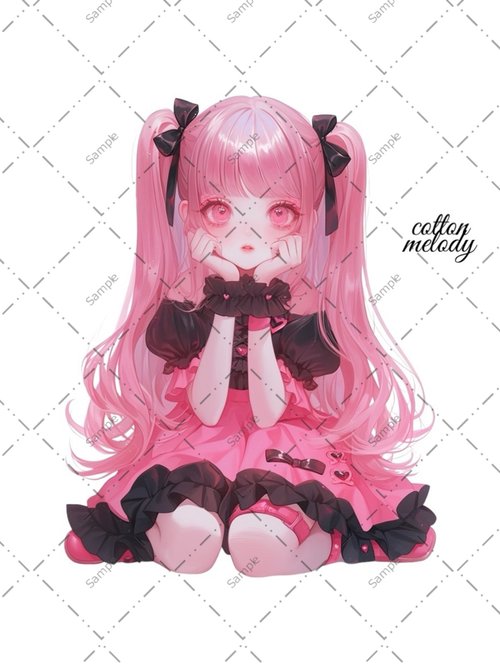 cotton-melody original sticker no.1273 人物ステッカー オリジナルステッカー 人物ステッカー 女の子ステッカー オリジナル人物ステッカー