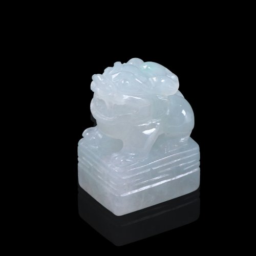 瓔珞翡翠 【招財神獸】冰種翡翠貔貅印章 | 天然緬甸玉A貨翡翠 | 送禮