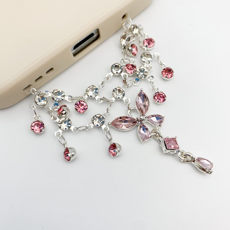 Mobile phone chain mobile phone lanyard with diamond high-grade rhinestone jewelry pendant mobile phone case pendant material package - Lanyards & Straps - Other Materials Multicolor