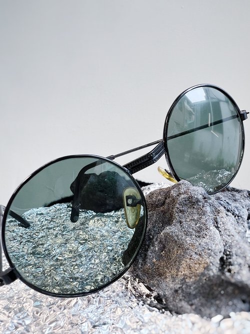 河水山 暗夜亮黑直角鏡腳 墨鏡框 古蕫 眼鏡額縁 サングラス/sunglasses
