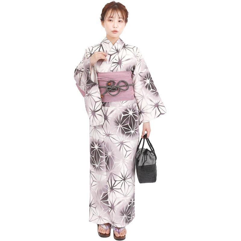 日本 和服 聚酯纖維 梭織 女性 浴衣 腰帶 2件組 F Size X37-08A - 其他 - 聚酯纖維 綠色