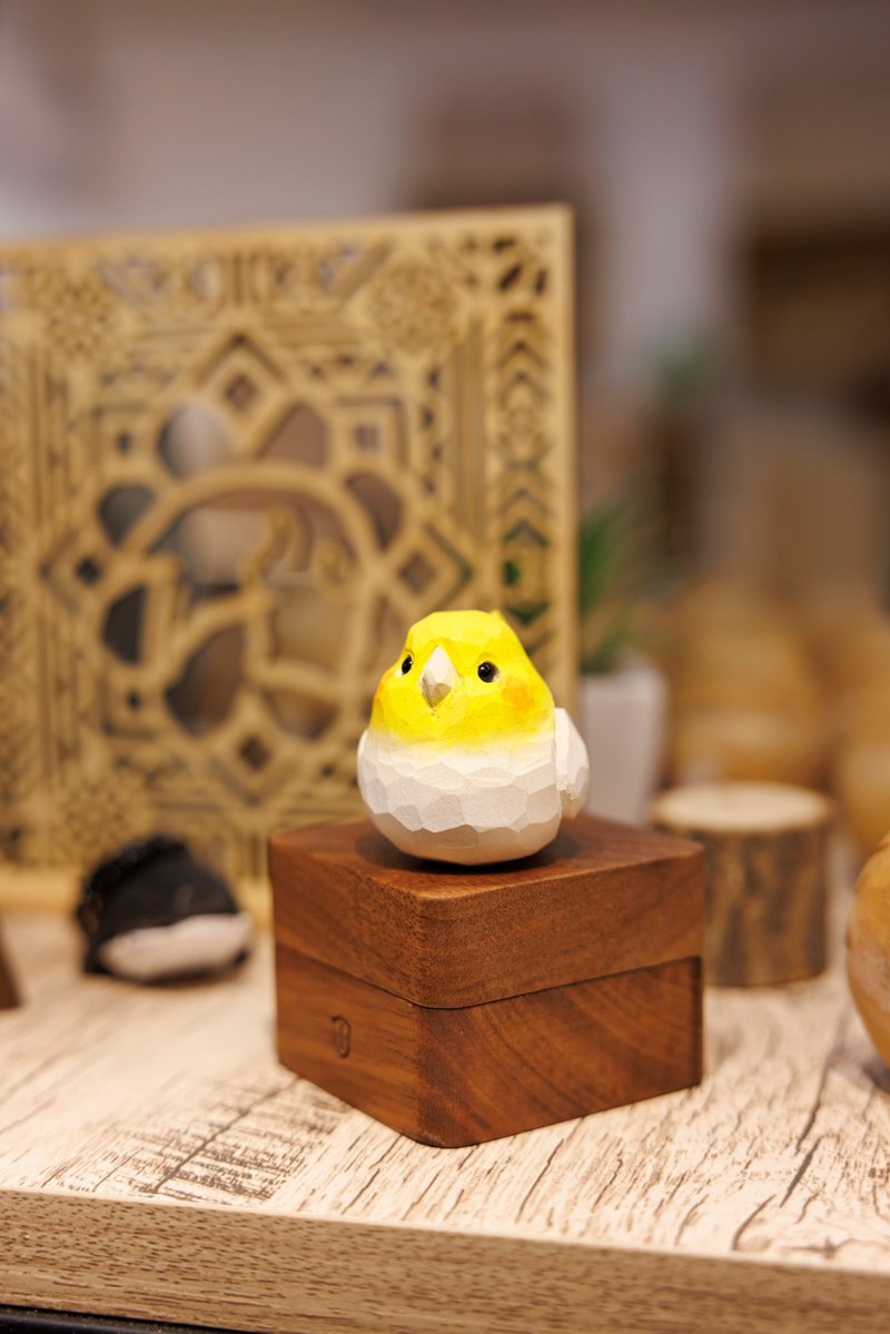 椴木雕可愛黃色小鳥 - 擺飾/家飾品 - 木頭 黃色