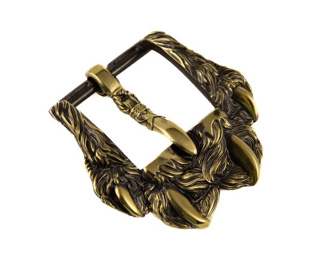 ウルフ・ポウ、真鍮製ベルトバックル、爪のある足、ウェアウルフ