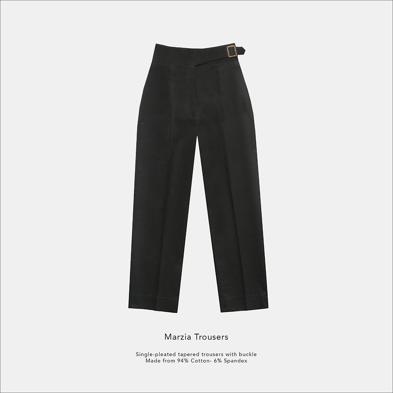 Marzia trousers / Black / 100% Cotton - 女長褲 - 其他材質 黑色