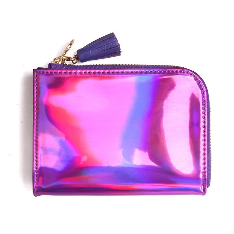 韓國Socharming-流蘇風琴零錢包 Tidy Tassle Wallet-Hologram PinkPurple - 散紙包 - 其他材質 