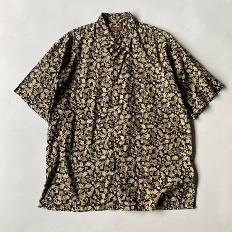 --Vintage--Green leaf all-over shirt - Men's Shirts - Other Materials Khaki