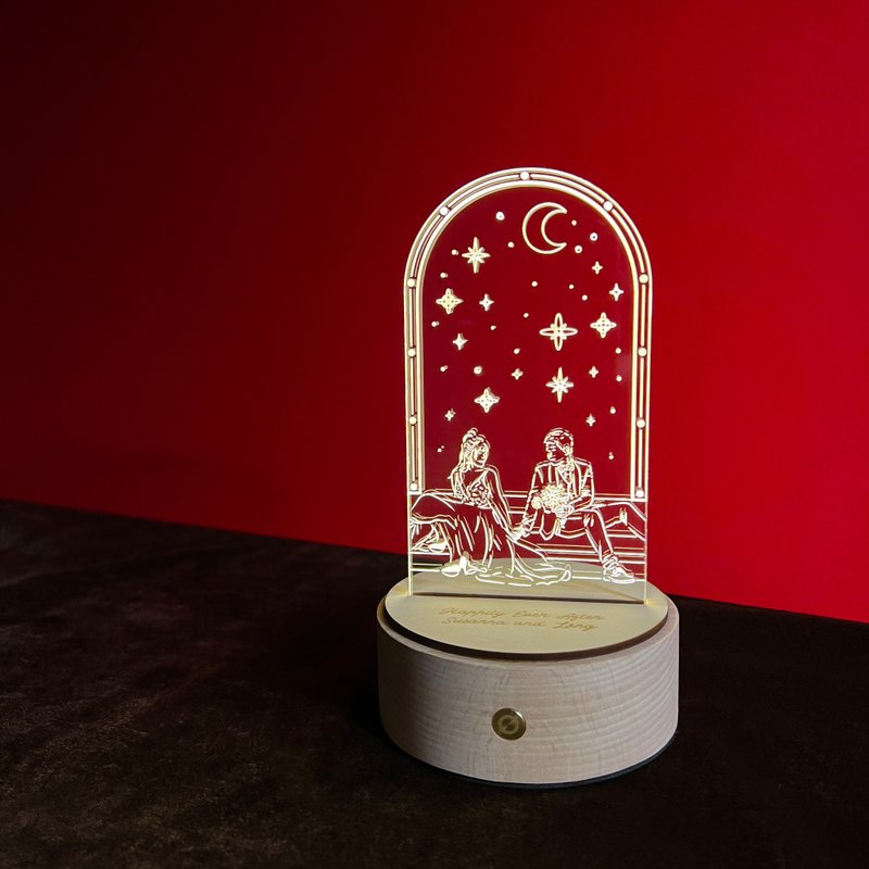 客製化禮物 手工製作 結婚禮物 生日禮物 情侶 LED原木夜燈耳環架 - 燈具/燈飾 - 玻璃 透明