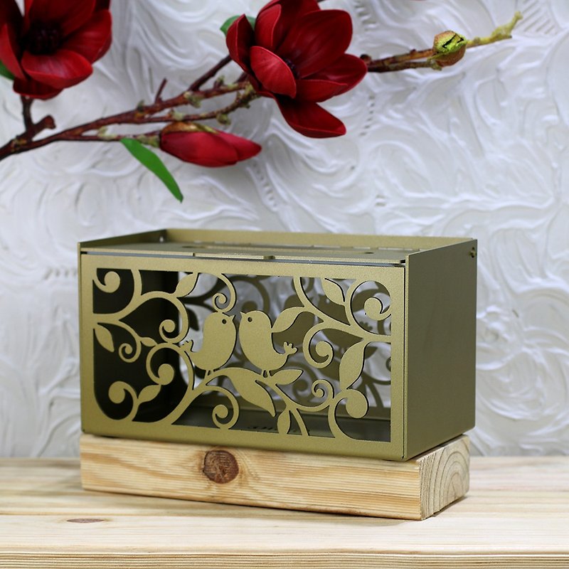 [OPUS Dongqi Metalworking] Champs Xie Bird Building-Metal Craft Paper Box (Bronze Gold)/Entrance Ceremony/Decoration - Tissue Boxes - Other Metals Gold