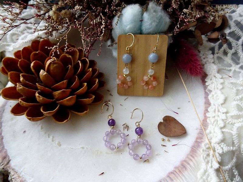 Natural crystal earrings can be customized and can be changed - Earrings & Clip-ons - Crystal Purple
