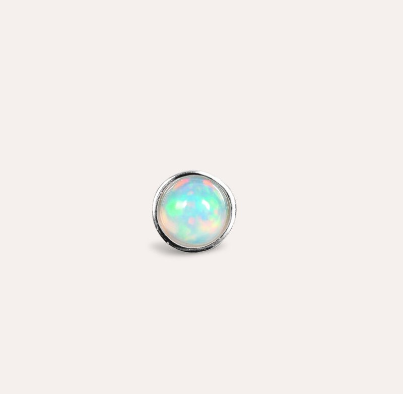 AND Opal White Round 5mm Pendant Transformation Series Surround P Natural Gemstone - สร้อยคอ - เงิน ขาว