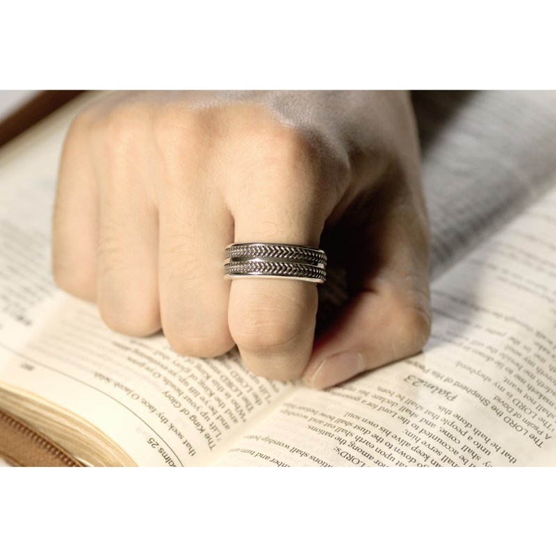 Wide Braided Ring - Classic Double Row - แหวนทั่วไป - เงินแท้ 