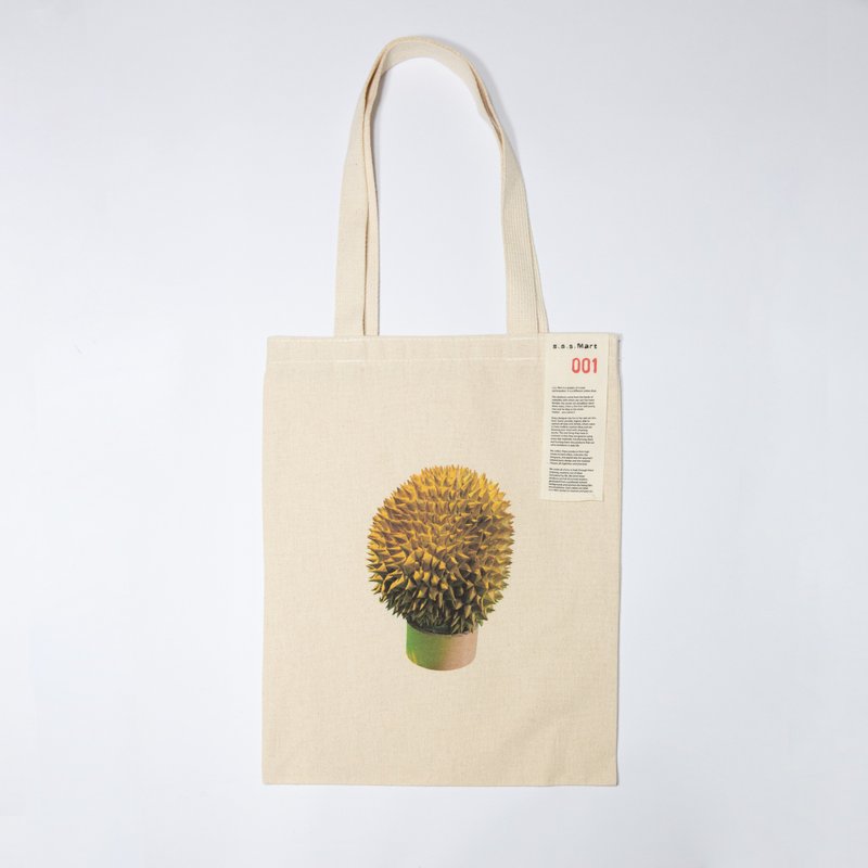 Good helper shoulder canvas bag-durian - กระเป๋าแมสเซนเจอร์ - ผ้าฝ้าย/ผ้าลินิน ขาว