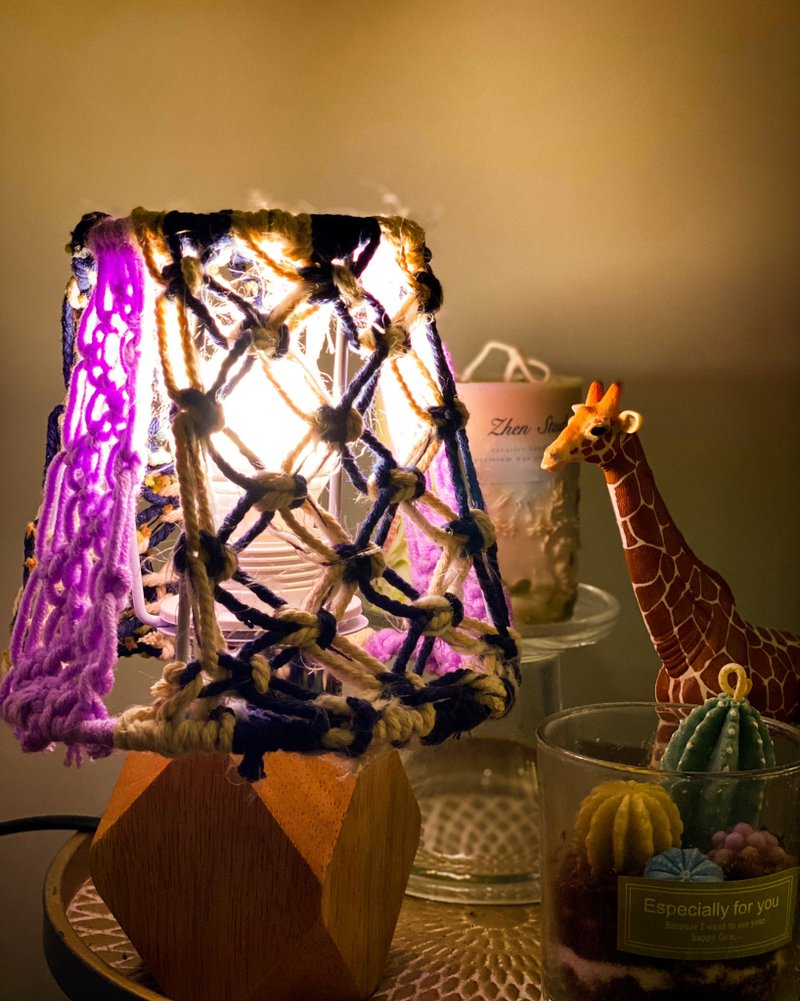 [Material package] Woven light hand-knitted lighting | Including textured wooden base lighting and materials, free light bulb teaching video - Knitting / Felted Wool / Cloth - Cotton & Hemp 