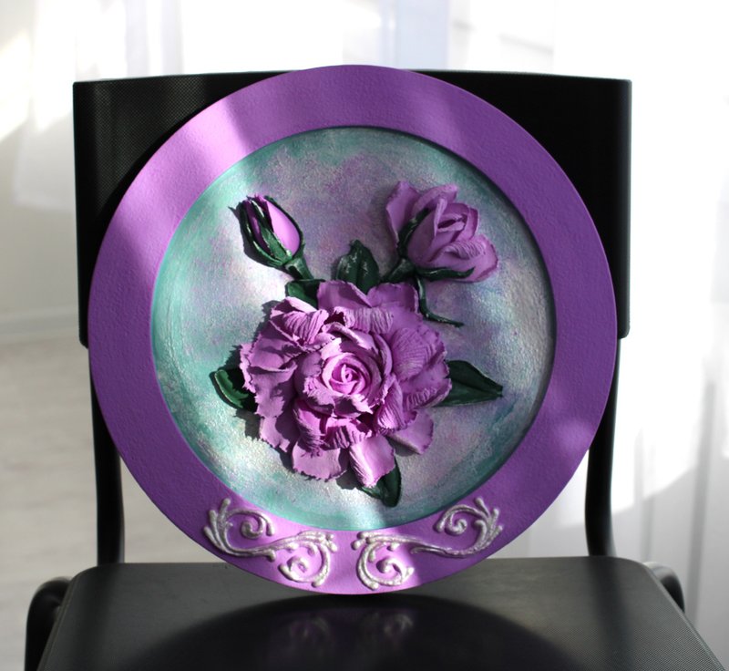 Roses, decorative wall panel, sculptural painting. - ตกแต่งผนัง - โลหะ 