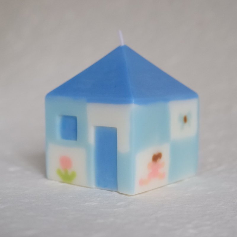 Small house handmade scented candle mixed floral fragrance optometry theme blue butterfly - เทียน/เชิงเทียน - ขี้ผึ้ง 