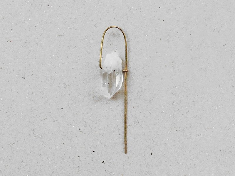 Minimal Crystal Brass Dangle Single Earring - Earrings & Clip-ons - Gemstone Gold